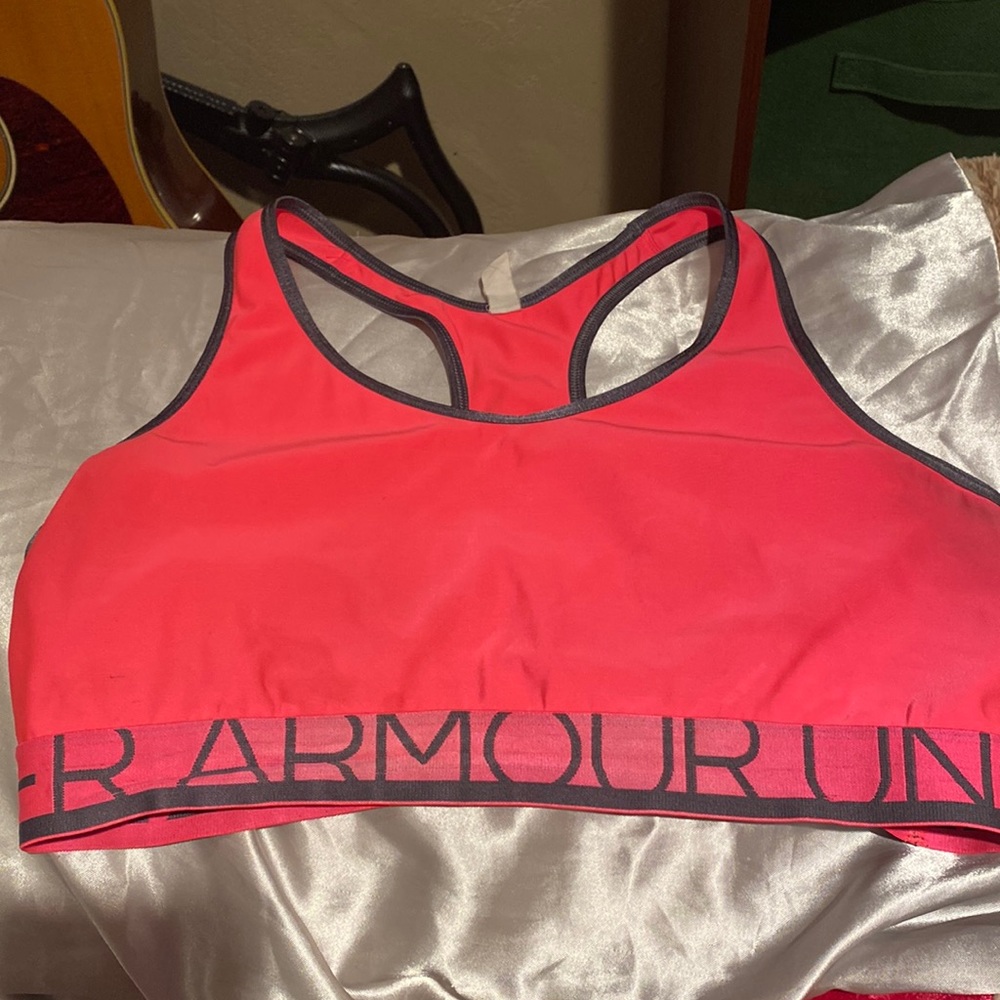 Pink under armor sports bra